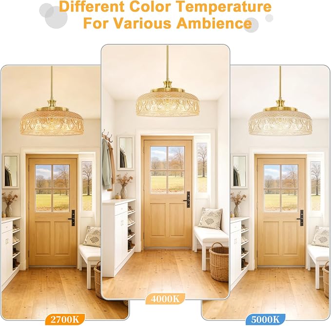 Lamomo Adjustable Large Pendant Lighting Kitchen Island for Dinning Room | Pendant Light with Clear Glass Lampshade over Sink, Amber Ceiling Lights Kitchen Pendant Light for Indoor Decor, No Bulbs