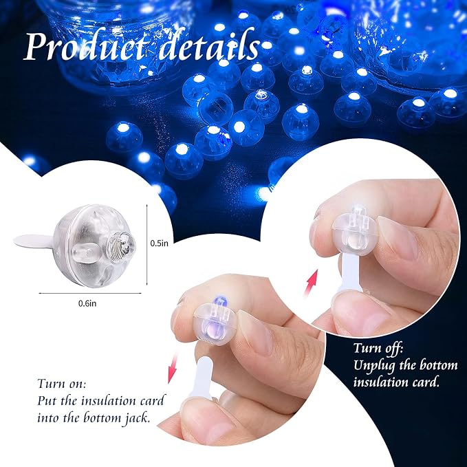 200pcs Balloon Lights Warm White Mini LED Lights Round Long Standby Time Multicolor Ball Lamps Paper Lantern for Easter Birthday Party Christmas Halloween Decoration Blue