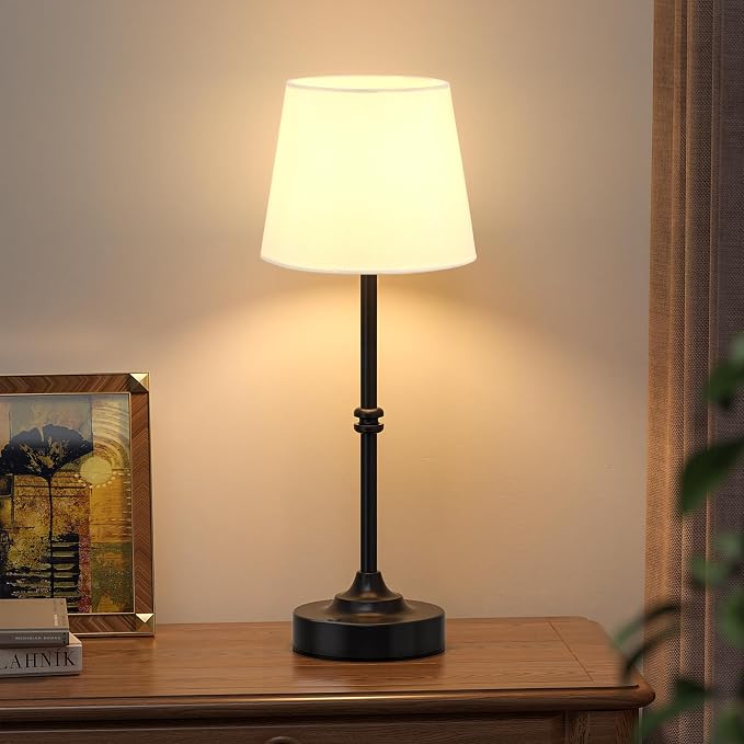 Kakanuo Rechargeable Cordless Table Lamp Black - 1 Pack 4000mAh Battery Operated Lamp, 3000K Warm Light, Touch Control Stepless Dimming, for Bedside, Dining Table, Home Decor