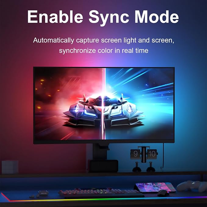 MIHEAL Gaming Monitor Light, Backlight with Screen Color sync Effect for 24inch Computer Monitor, Compatible with Windows