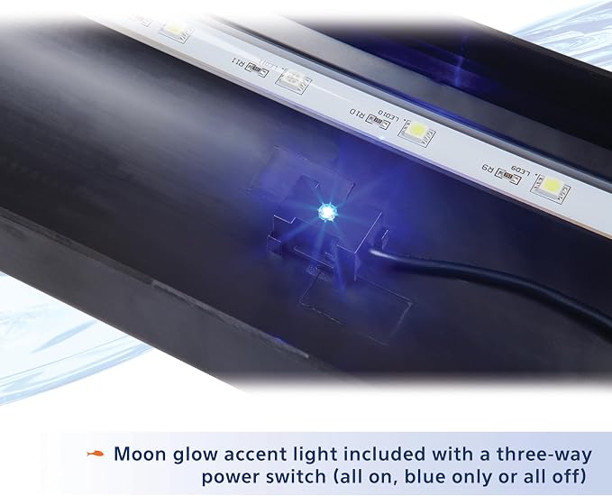 Aqueon LED Deluxe Fish Tank Aquarium Full Hood, Black, 30 Inch | 30-inch LED hood reduces evaporation and illuminates aquariums