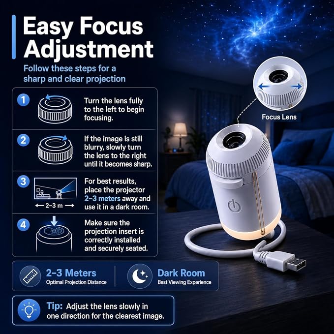 HD Smart Dynamic 5D Holographic Night Light Projector, 2-in-1 Galaxy Projector Night Light for Bedroom, Plug and Play HD Star Projector with 24 Ocean Films, 360° Rotating USB Ceiling Light (12PCS)