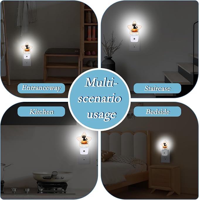 Happy Halloween Night Light,Plug-in Wall Led Night Lights Decor for Boys Girls Room,Dusk to Dawn Sensor Wall Lamp for Bedroom/Bathroom/Hallway,0.5w