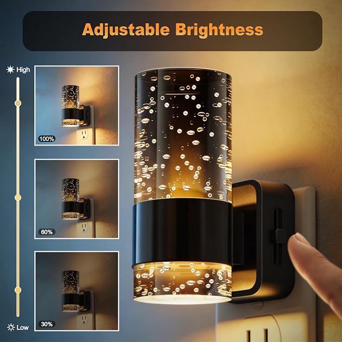 JandCase Night Lights Plug into Wall | Automatic LED Night Light with 0-100LM Dimmable, 3000K Plug in Night Lights, Auto Light Sensor, for Bathroom Hallway Decor
