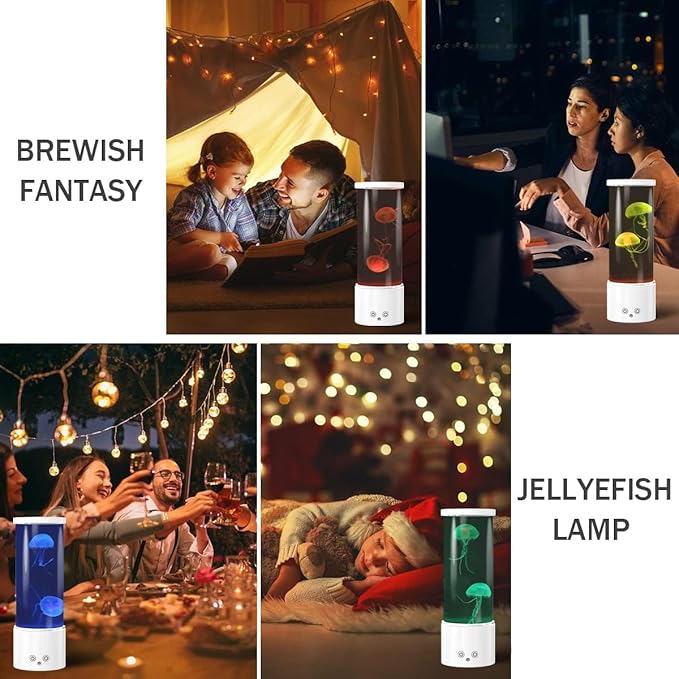 Jellyfish Lamp, LED Jellyfish Tank Table Lamp with Remote Control,17 Color Changing Dimmable Jellyfish Night Light for Home Decor & Christmas Birthday Gifts