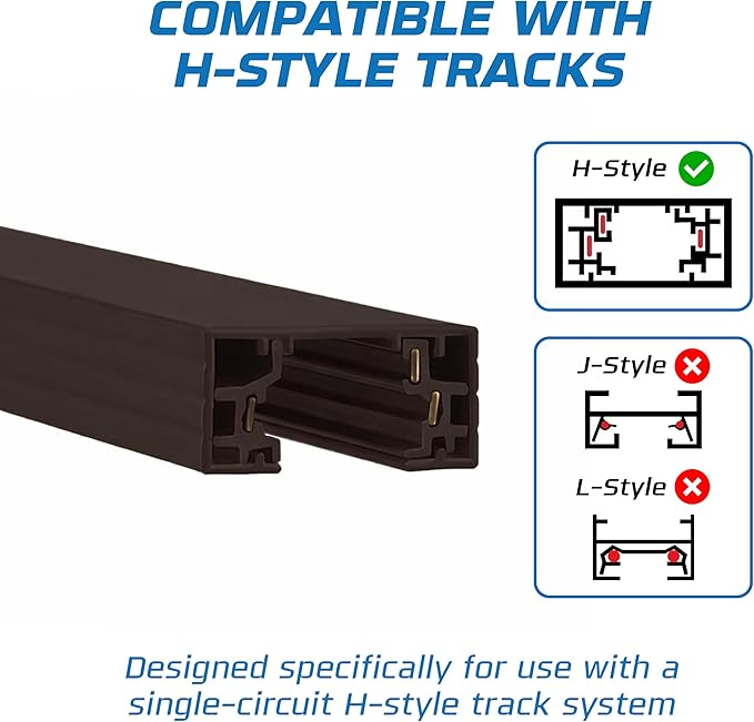 OHLECTRIC Track Light NT-327BR H-Track Lighting Outlet Adapter, H-Type Track (2-Pack) Brown Power Plug Accessory for Track Rail Systems
