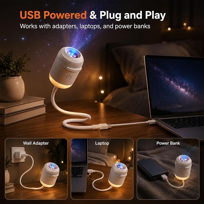 2026 Upgraded Hd Smart Dynamic 5D Holographic Night Light Projector with 24 Films, Plug and Play HD Star Projector, 360° Adjustable Galaxy and Ocean Star Projector, USB Powered (6 Projection Films)
