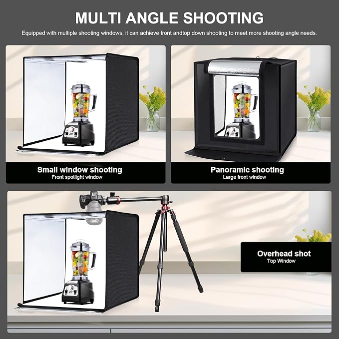 PULUZ Light Box 24x24in, Portable Photo Studio Light Box with 120 LED Lights ＆6 Color backdrops Professional Photography Lighting Tent Kit for Big Product Photography Lightbox