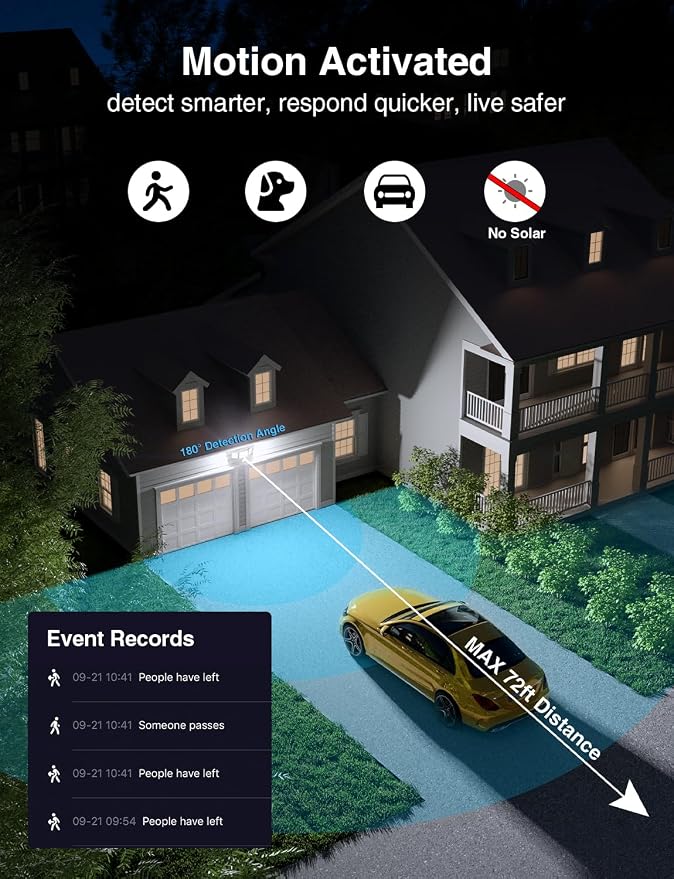 Onforu 100W Smart Outdoor Security Lights with Motion Sensor, WiFi APP Control, Compatible with Alexa & Google Assistant, 9000LM Dimmable LED Flood Light, 2700K-6500K, 3 Adjustable Heads, Black