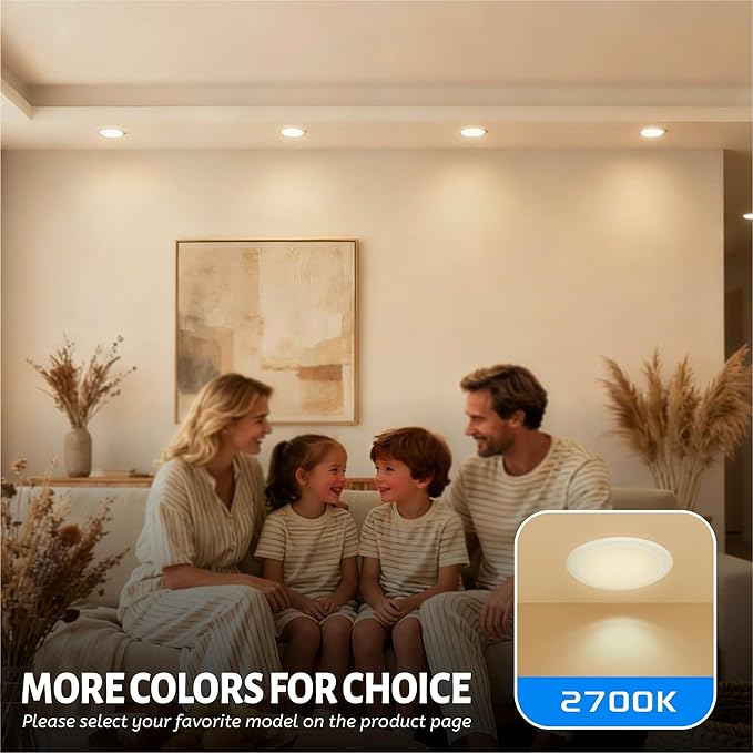 ECOELER 24 Pack 5/6" LED Disk Light, Dimmable Led Flush Mount Ceiling Light, 16.5W, 2700K Soft White, Installs into Junction Box or Recessed Can, ETL Listed
