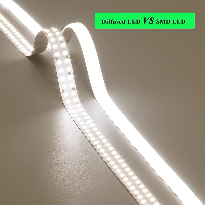 JOYLIT PRO+ 24V LED Strip Diffused 2 Rows 16.4FT 4000K 601LM/FT Waterproof | CE UL, CRI 92+, 560LEDs/m Natural White, 12MM, Dotless, Dimmable, Self-Adhesive, for Kitchen Cabinet,Cove(Lights Only)