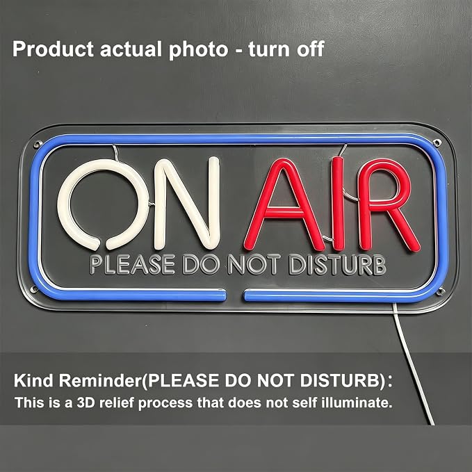 ON AIR Neon Sign LED Studio Recording Light for Podcast Streamer | 15.7 inch USB Powered Hanging Wall Decor with Do Not Disturb Sign