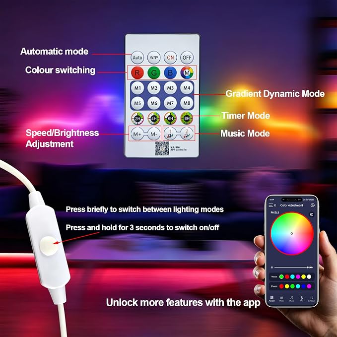 ZSLAIFU 16.4FT Plush USB Neon Rope Lights, 360° Luminous RGB+IC USB LED Light Strip with Remote and APP Control, Music Sync LED Lights for Bedroom Gaming Party Decor