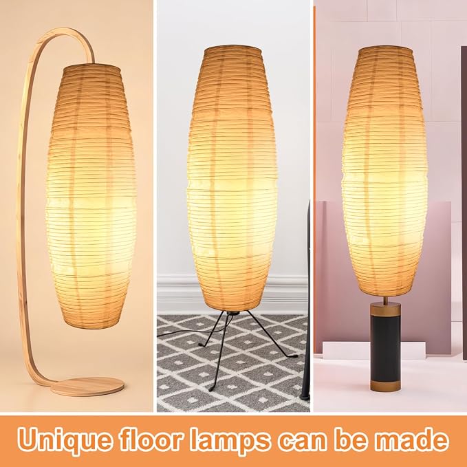 Uonlytech Paper Floor Lamp Shade Replacement, Foldable Standing Lampshade Japanese Style Paper Floor Light Cover Accessories for Bedroom Floor Light, White