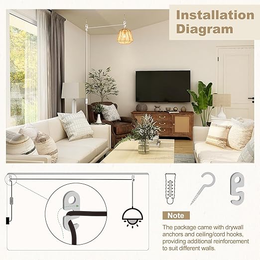 DiCUNO Hanging Lantern Extension Cord Cable, E26 Pendant Light Socket On Off Inline Cord Switch Control Lamp, Switch Close to Polarized Plug, 6.6 Feet (2M), White, 2-Pack
