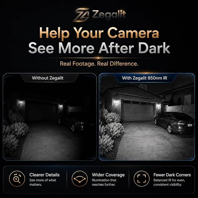 850nm IR Illuminator LED Strip Light, 600 LEDs High Density Infrared Tape (SMD 2835), Faint Red Glow Deterrent Night Vision for Security Camera Garage Driveway Backyard, 16.4ft/5m 12V