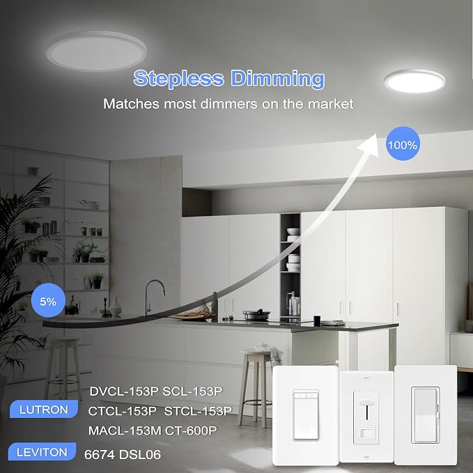2 Pack 12 Inch Dimmable LED Flush Mount Ceiling Light Fixture 28W 3200LM 5 Color Temperature in One Super Slim Round Ceiling Lamp Low Profile Ceiling Lights for Living Bedroom Kitchen Laundry White