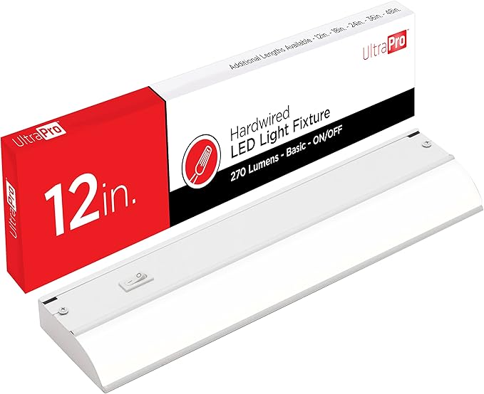 UltraPro 12 inch Hardwired Under Cabinet Lights, On/Off Only | 2700K Warm White, Under Cabinet Lighting, Under Counter Lights for Kitchen 44109