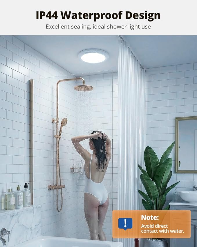 wowatt 10000mAh Rechargeable Battery Operated Ceiling Light with Remote 2PC | 400LM, Wireless Magnetic Overhead Lighting, Motion Sensor, 3 Color Changing, Dimmable Rechargeable Ceiling Lights for Shower