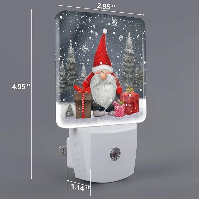 Christmas LED Plug-in Night Light 2-Pack, Auto Sensor Emergency Snowflake Nightlights Set of 2 for Dawn Bedroom Kitchen/Dusk Bathroom/Night Stairs Hallway Toilet