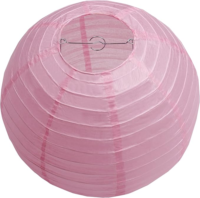Pack of 6 Round Paper Lantern Lamp Paper Lanterns Party Decorations Baby Pink, 14"/35CM)