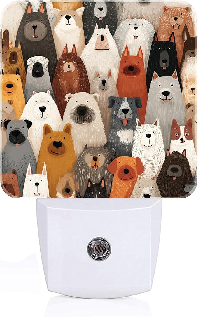 Cute Dog Night Light,Smile Puppy Plug Into Wall Decor for Stairway,Hallway,Kitchen,Dusk to Dawn Sensor Nightlights for Boys/Girls/Women/Men Room Gifts