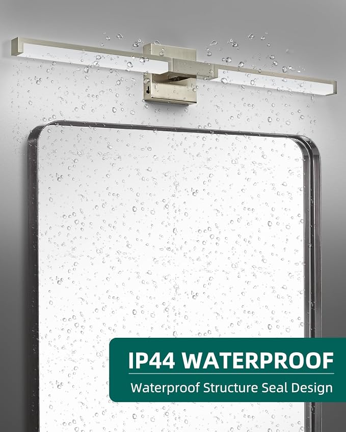 32 Inch Bathroom Light Fixtures, Modern Brushed Nickel Vanity Light Over Mirror for Bathroom, 16W 5CCT Diammable Bar Wall Light