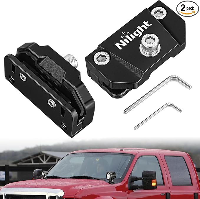 Nilight LED Light Bar Mounting Bracket 2PCS Universal Hood Pods Clamp Black | No Drilling, Adjustable Aluminum Mount Holder, Mount 4x4 Off-Road Fog Work A-Pillar Lamp on Truck SUV Pickup Van