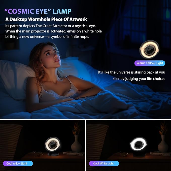 Black Hole Projector Scientifically Sculpted by Led Light, Interstellar Galaxy Star Projector with Cosmic Eye Night Light Lamp for Bedroom Decor, Science Education, and Astronomy Art Gifts