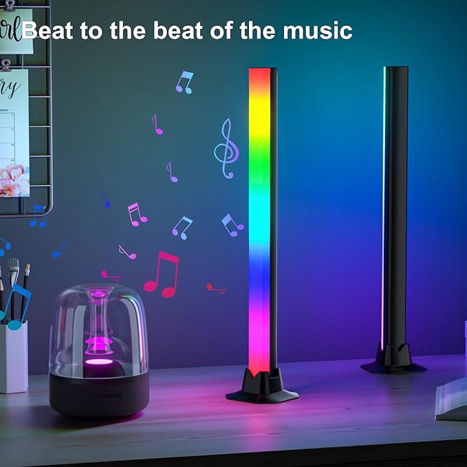 MIHEAL 16.53" RGB Light Bar, Music Sync RGB LED Lights Bar, USB Powered Mood Lighting, Remote Control Color Changing Gaming TV Backlight, 8 Dynamic Modes for PC Room Monitor Desk