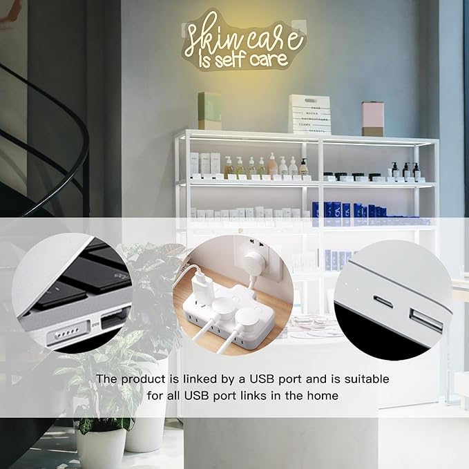 WLHOPE Skin Care is Self Care Neon Signs for Wall Decor LED Lights Decorations for Beauty Salon Facial Spa Bathroom, Get Your Business Seen Day or Night
