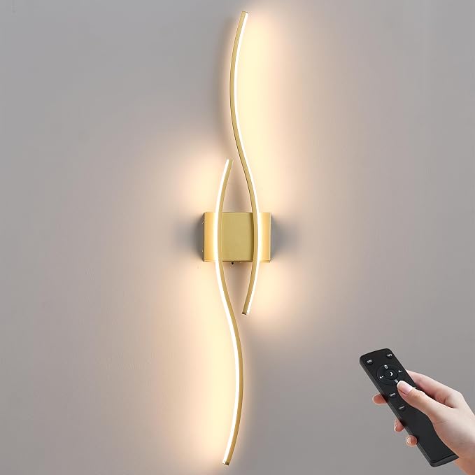 KARTOOSH Wireless Wall Sconces, Dimmable LED Sconce with Remote | Battery Operated Wall Sconce with 3 CCT Night-Light Timer Memory Modern Wall Sconces for Living Room, Hallway, Bedroom