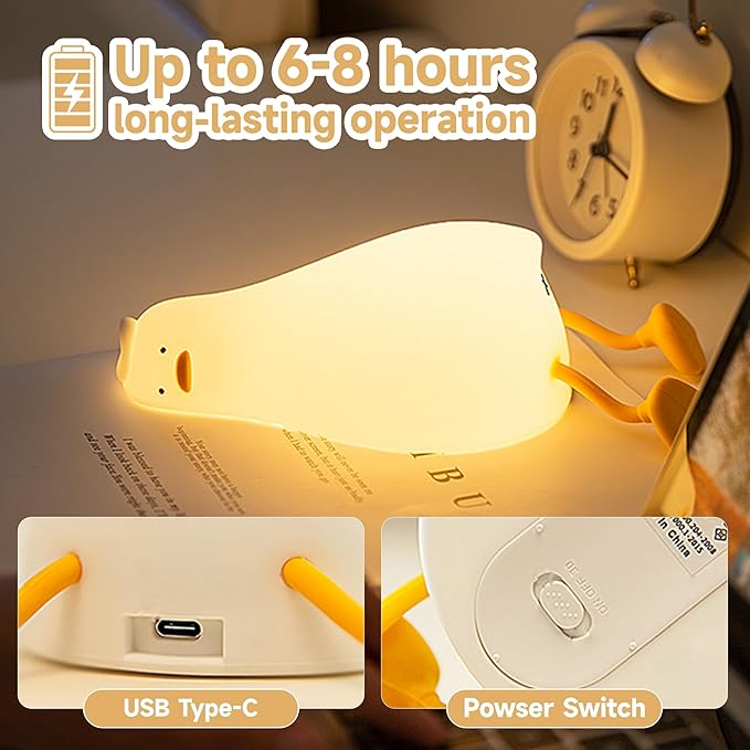 Cute Duck/Chicken/Pig/Rabbit/Panda NightLight, LED Squishy Animal Novelty Lampfor Toddler Baby Kids, Nursery Touch Kawaii Room/House Decor Bedside Touch Lamp for Breastfeeding