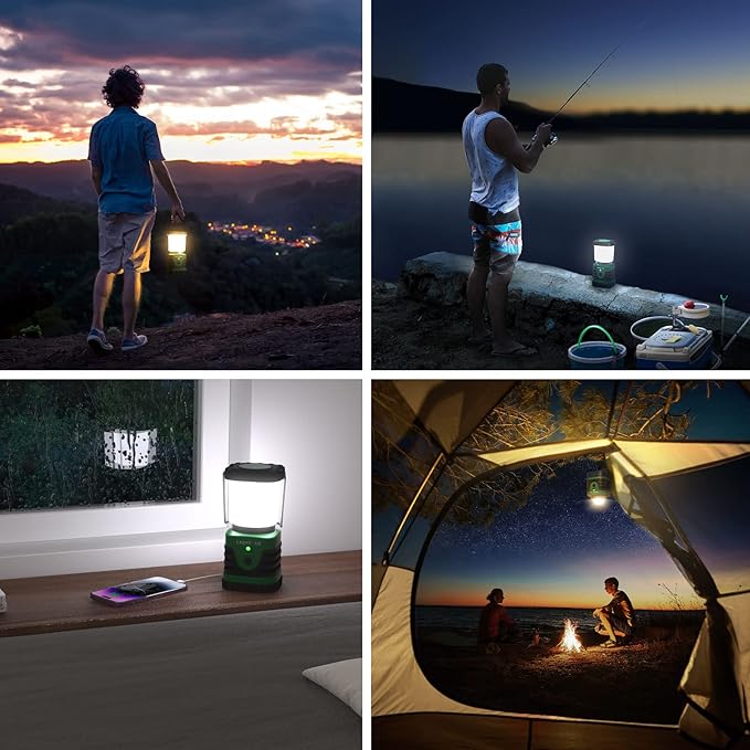 Lepro 1000LM LED Camping Lantern Rechargeable, 4400mAh, 4 Light Modes | Tent Light, Camping Essentials, Waterproof Lantern Flashlight for Camping, Emergency Light, Power Outages, USB Cable Included