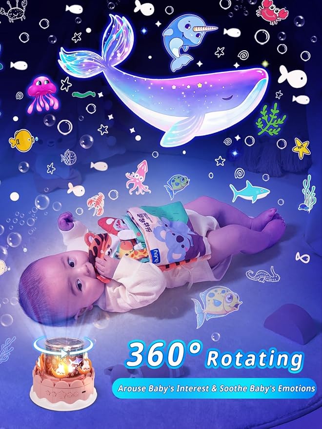 21 Sets of Films, Projector Night Light for Kids Bedroom, Ceiling, 13 Soothing Sound, Baby Star Galaxy Projector, Remote Night Lights for Girls Kids with Music Timer 360°Rotation, Nursery, Room Decor