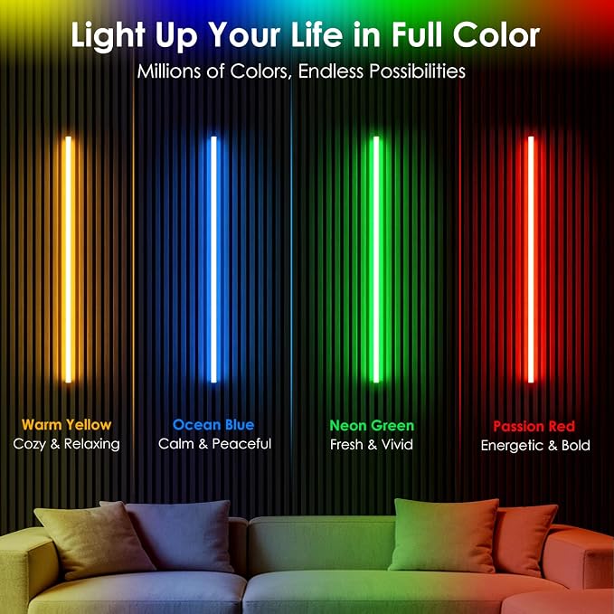 Smart RGB Slat Wall Lights 6PCS WiFi Wall Panel Lights with Alexa | Self Adhesive LED Light with APP & Remote Control, Music Sync, Timer, Memory Feature for Slat Wall, WPC & Acoustic Panels