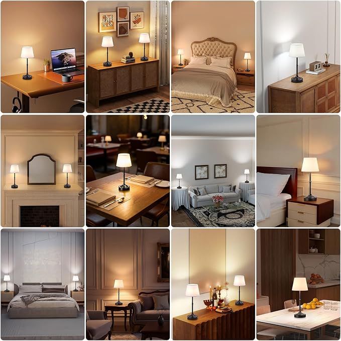 LUTEC Cordless Table Lamp, Battery Operated Lamp with 3 Color Temps and Stepless Dimming, 5200mAh Portable Rechargeable Table Lamp for Restaurant/Bedroom/Bars/Outdoor (Black)
