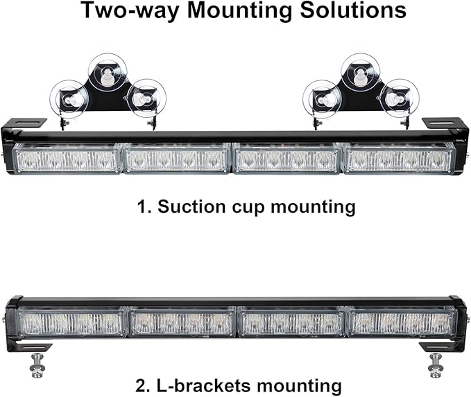 ASPL 2x16.8 inch Emergency Flashing LED Traffic Advisor Strobe Light Bar 32LED 26 Flash Patterns Interior Safety Warning Lights (Purple/White)