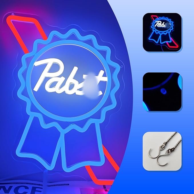 Beer Neon Sign Dimmable Bar Neon Light for Man Cave Blue Lights up Sign for Home Bar Bedroom Shop Club Pub Bistro