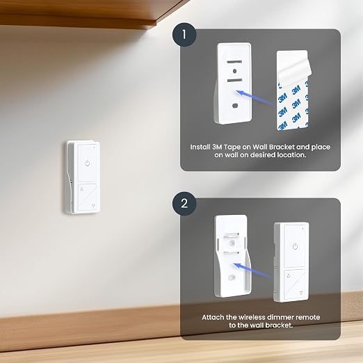 Feit Electric Dimmer Switch Remote, Wireless Smart Lighting Control, Push-Button Dimming, Beacon Control for Up to 4 Wired Dimmers, Battery-Powered (CR2032 Button Cell, 4-Year Life), DIM/Companion