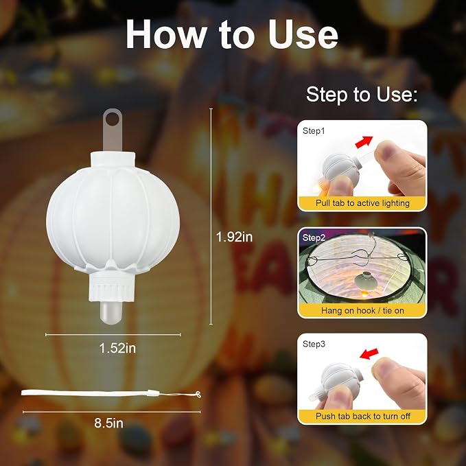 ZGWJ Paper Lantern Lights Battery Operated, 20 Pack Hanging Small LED Lights for Lantern, Balloon,Wedding,Party, Decorative Lighting for Outdoor Indoor Halloween Christmas Decorations Warm White