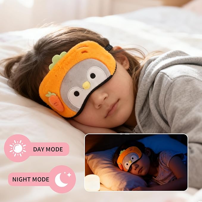 PERFECTSIGHT Cute Sleep Eye Masks (Orange Penguin)