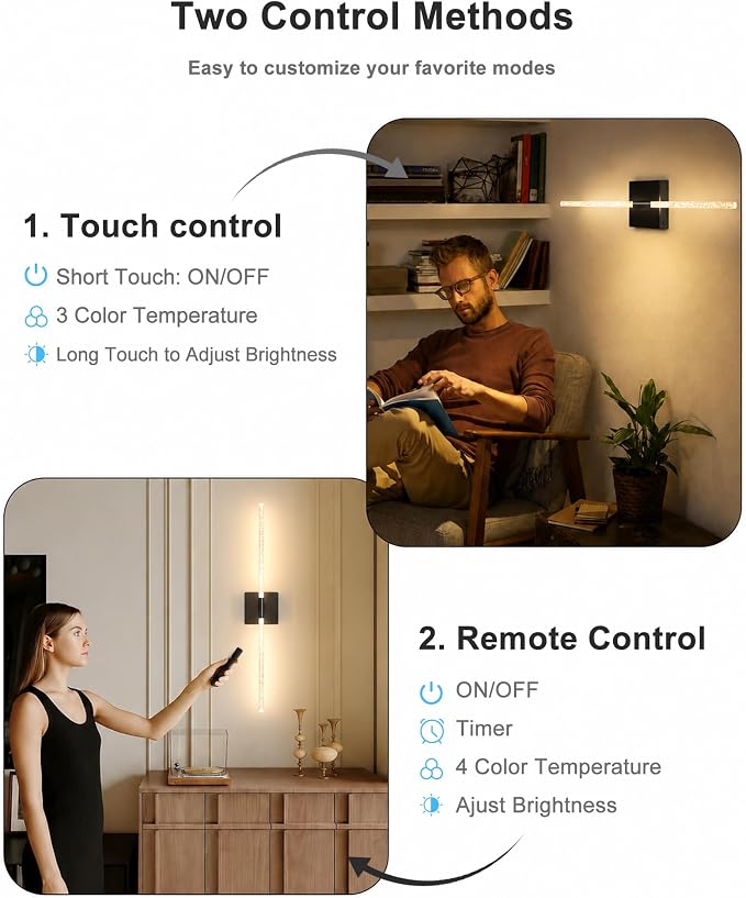Wall Sconces Set of 2, Rechargeable Wireless Sconce(Bubble Crystal) | Battery Operated Wall Lights With Touch Remote, 4CCT Dimmable Wall Lamp For Bedroom, Living Room, Hallway. 31.7inch