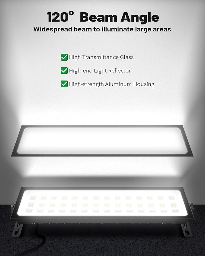 4 Pack Linkable LED Shop Lights, 100W 15000LM Aluminum Plug in Garage Light w/ 9.84ft Power Cord and Switch, 6000K Daylight, for Garage, Workshop, Warehouse (Built-in Outlet)