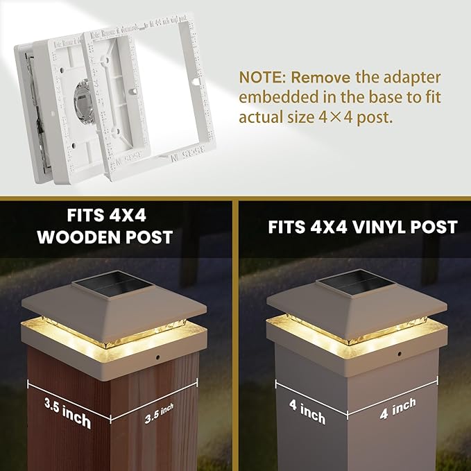 Solar Post Cap Lights Outdoor 12pack, White Waterproof Solar Powered Deck Fence Post Lights Fit 4x4 Wood/Vinyl Posts, Bright Warm White Solar Post Lights Decorate Deck, Patio, Porch, Fence