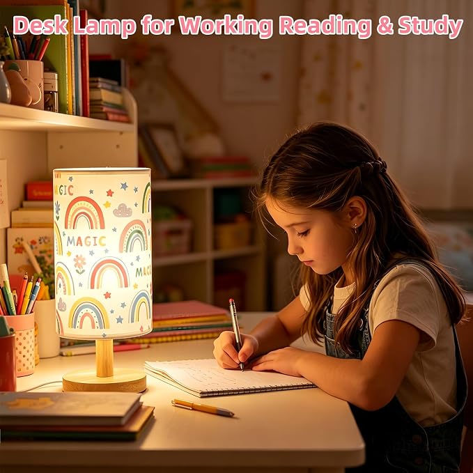 Rainbow Lamp Kids Table Lamp for Bedroom Cute Desk Lamps for Girls Room | 3 Color Modes Led Nightstand Night Light with Rainbow Design Bedside Lamp for Kids Room Nursery Decor,Holiday Gift for Girls