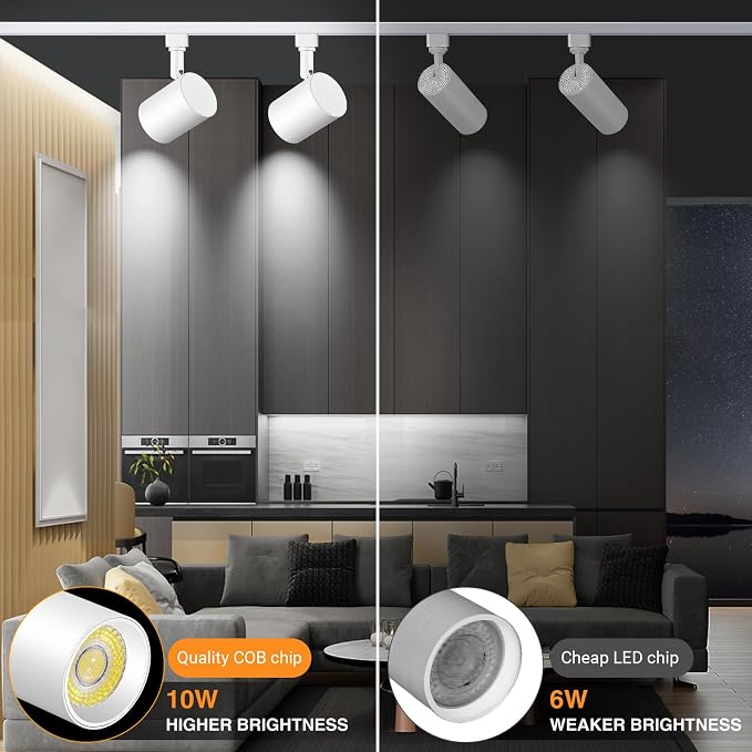 Remote Control H Type Track Lighting Heads Dimmable, White 8 Pack | LED Track Light Heads, 2000K to 6000K Adjustable Ceiling Spotlight for H Track Lighting Rails, CRI90+ 24° 10W 800lm
