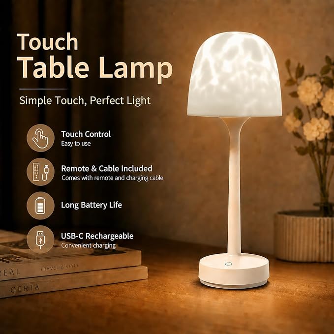 Waterproof Shower Lamp with 16 Color Ocean Wave Effect, Rechargeable LED with Remote & Touch Control, 3 White Modes, USB-C, Lamps & Shades, Lamp Sets for Bedroom, Bathroom, Living Room, Spa & Gifts
