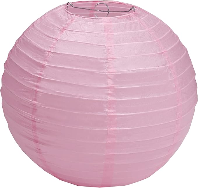 Pack of 6 Round Paper Lantern Lamp Paper Lanterns Party Decorations Baby Pink, 14"/35CM)