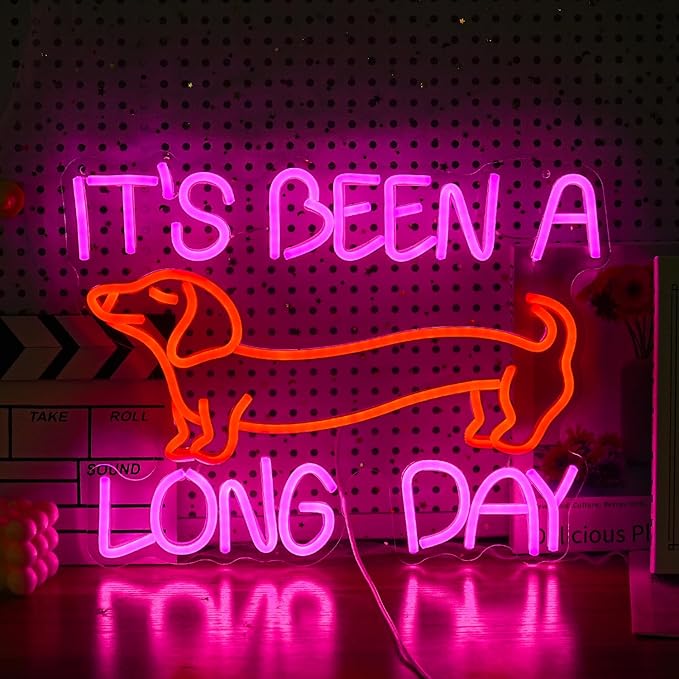 Dimmable Pink Dachshund Neon Sign - LED Light Up Wall Decor for Bedroom, Party Decor Gift for Dog Lovers (16.5*12.6In)